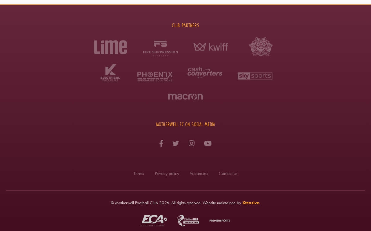 The official website of Motherwell Football Club screenshot