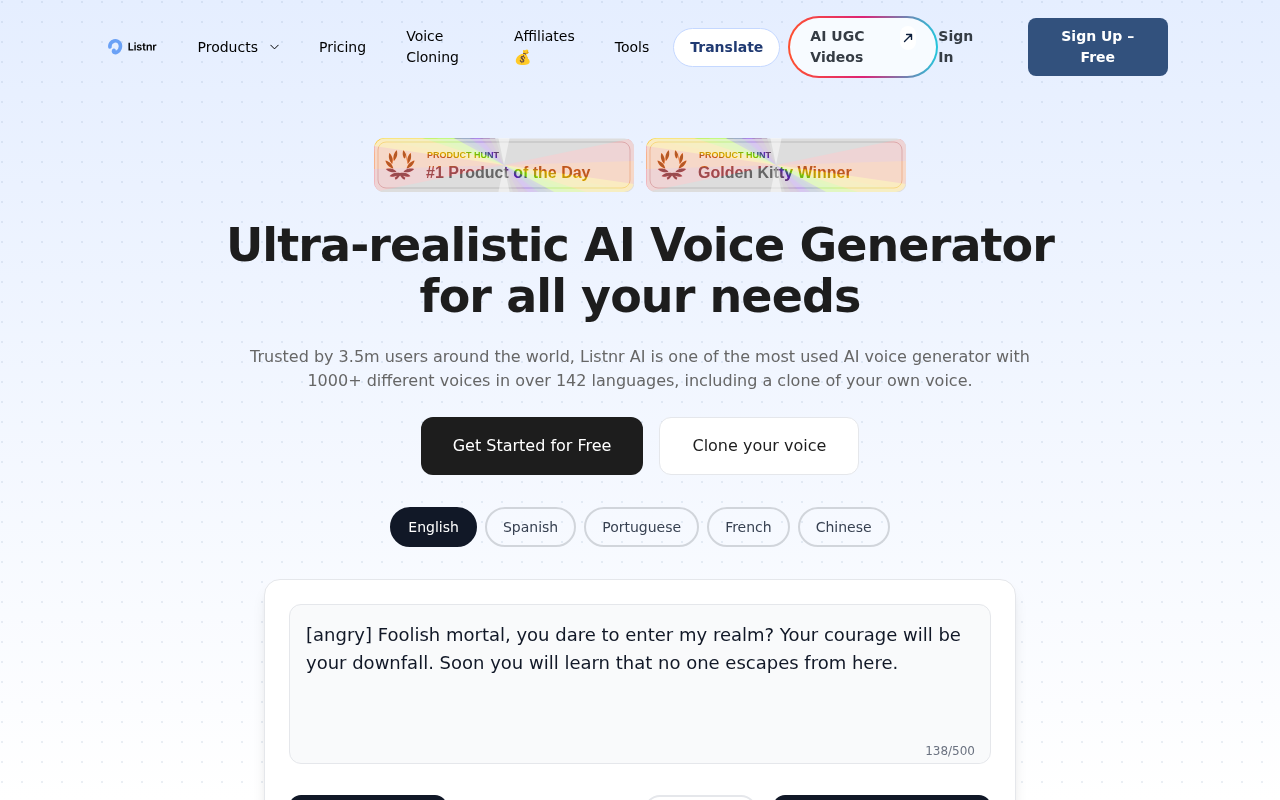 #1 Free AI Voice Generator, Text to Speech & AI Voice Over screenshot