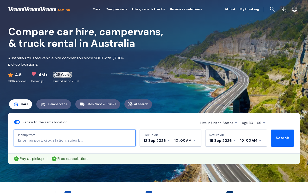 Compare Car Hire, Campervans & Truck Rental in Australia screenshot
