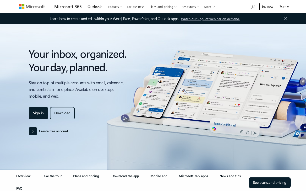 Microsoft Outlook Personal Email and Calendar screenshot