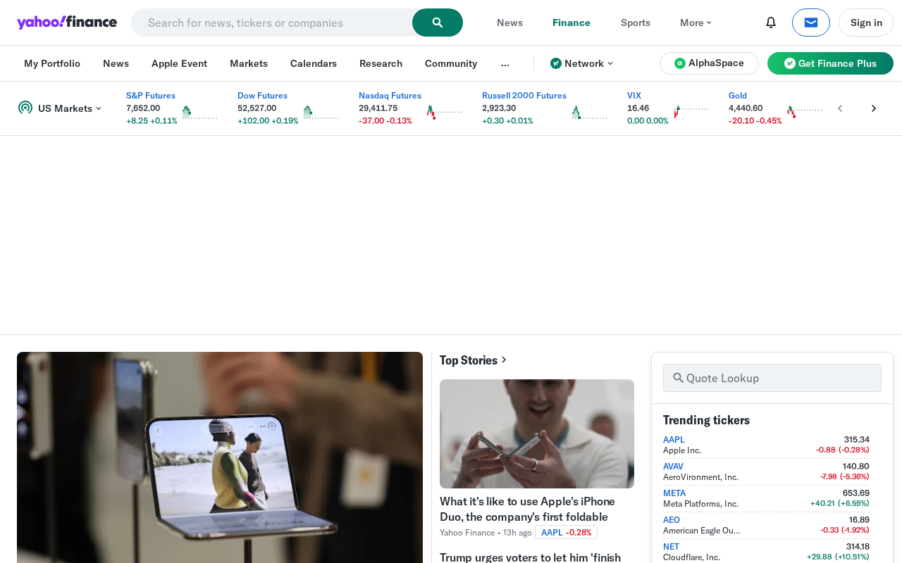 Yahoo Finance screenshot