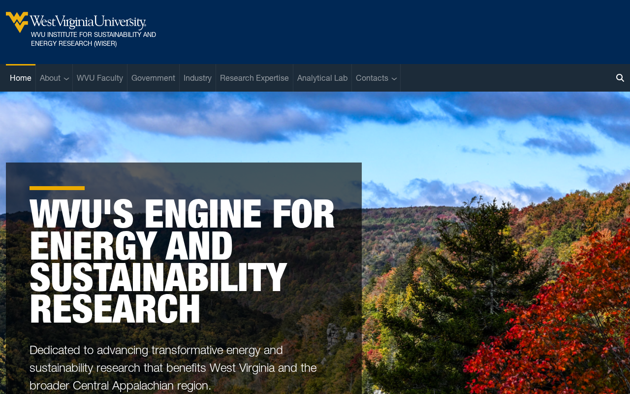 WVU Institute for Sustainability and Energy Research (WISER) screenshot