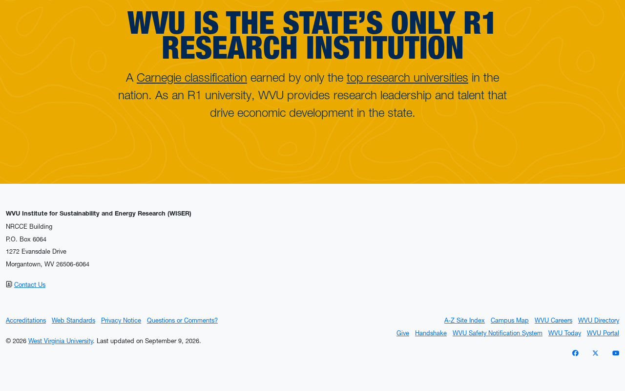 WVU Institute for Sustainability and Energy Research (WISER) screenshot