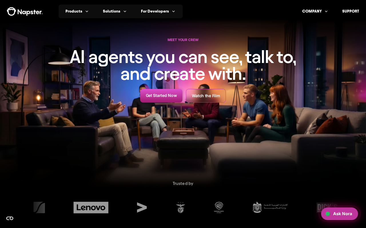 Napster is an AI agent platform that enables organizations and individuals to deploy specialized AI companions with pers screenshot