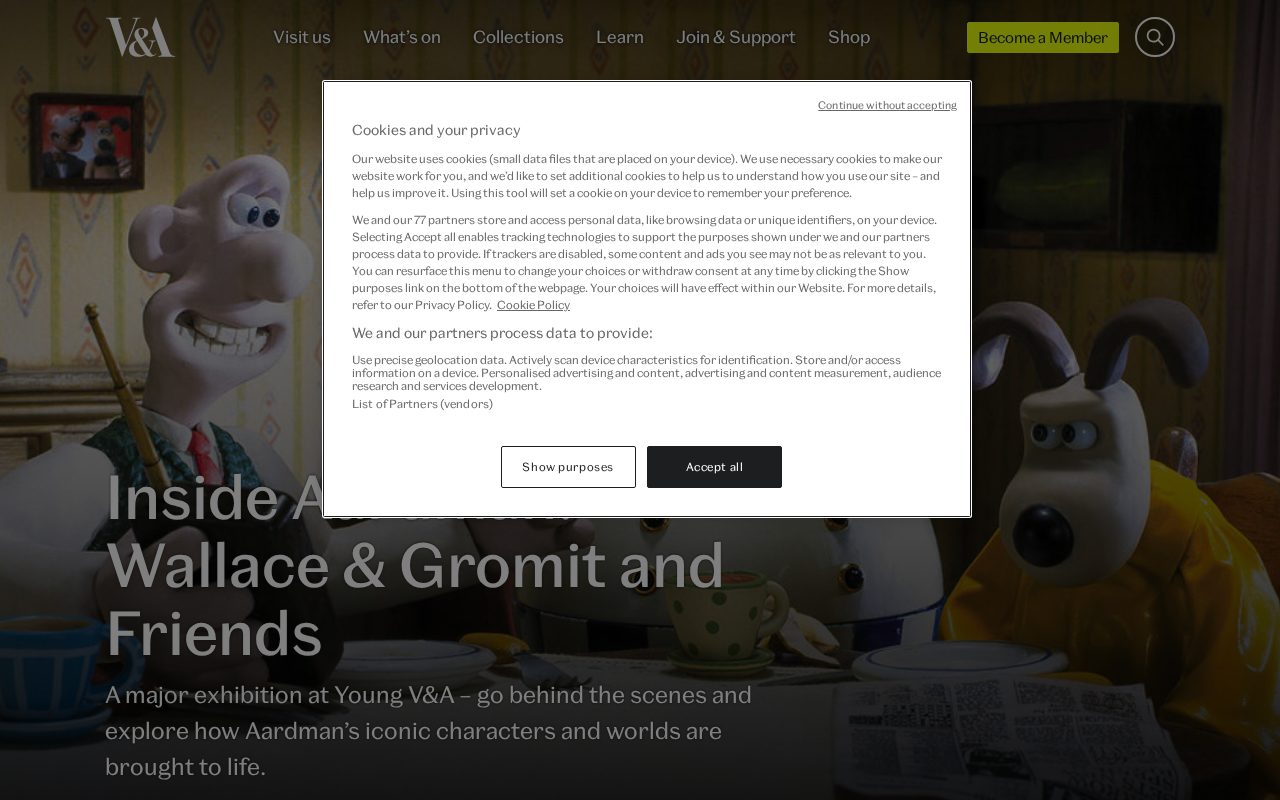 The V&A is a family of museums dedicated to the power of creativity · V&A screenshot