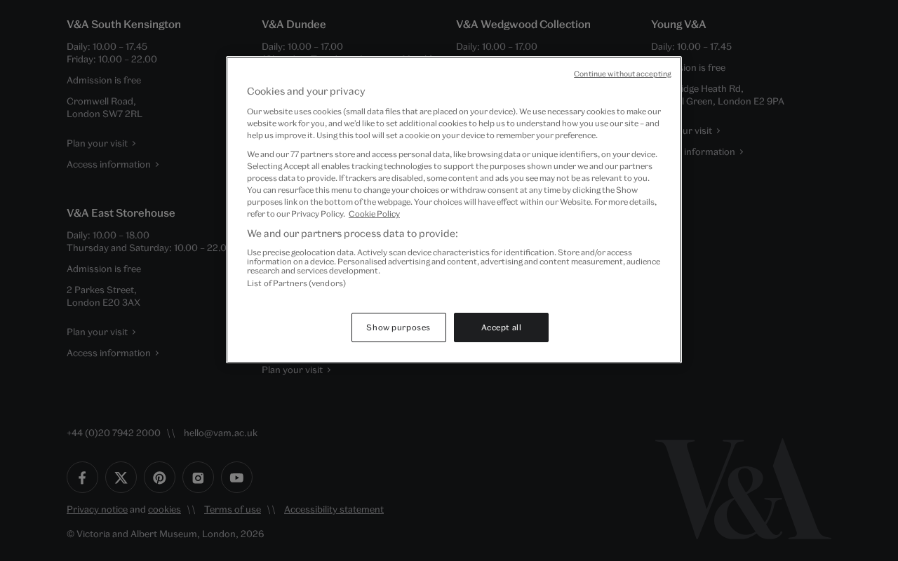 The V&A is a family of museums dedicated to the power of creativity · V&A screenshot