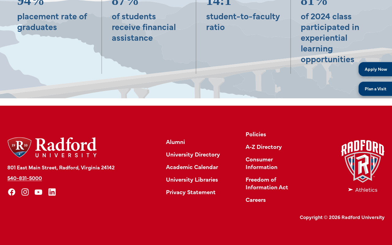 Radford University screenshot