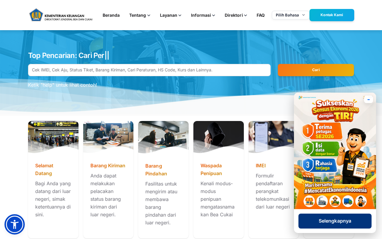 Situs Resmi Direktorat Jenderal Bea dan Cukai screenshot