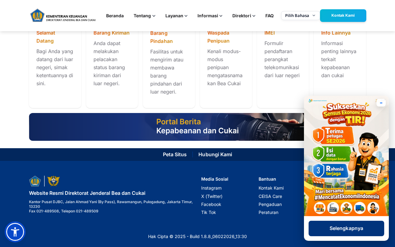 Situs Resmi Direktorat Jenderal Bea dan Cukai screenshot