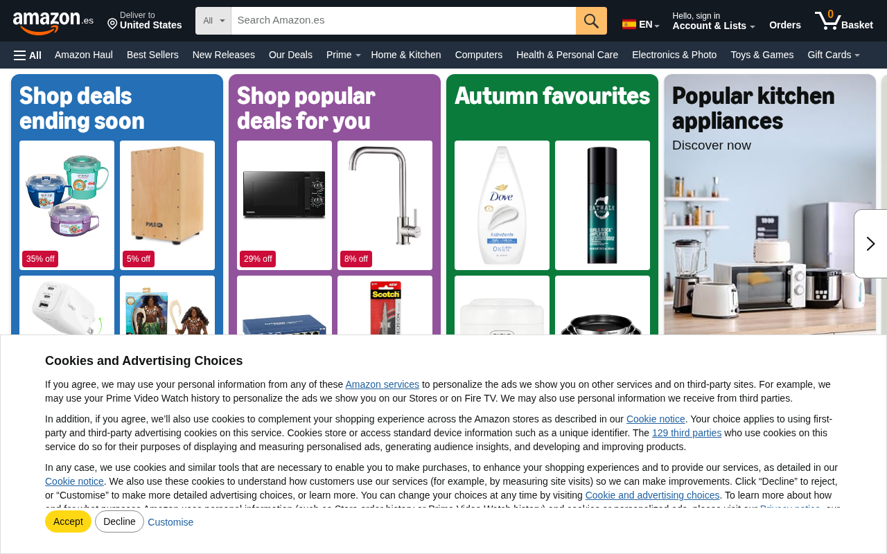 Amazon.es: online shopping for consumer electronics, books, sports, household items, fashion and more. screenshot